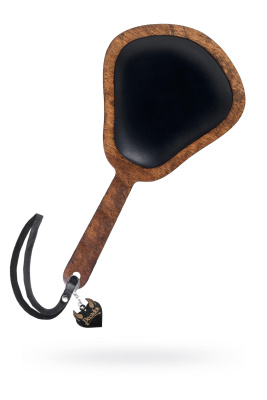 Паддл Pecado BDSM, большой с мягкой подушечкой, натуральная кожа и дерево, черный (УТ-00002663)