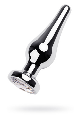 Анальная втулка Metal by TOYFA, металл, серебряная, с кристаллом цвета алмаз, 10 см, d 3 см, 95 г (0