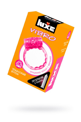 Виброкольцо LUXE VIBRO Техасский Бутон + презерватив, 1 шт, коричневое, 18 см (0T-00014123)