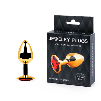 GOLDEN PLUG SMALL (втулка анальная) цвет кристалла красный, L 72 мм, D 28 мм, вес 50г, (GS-16)