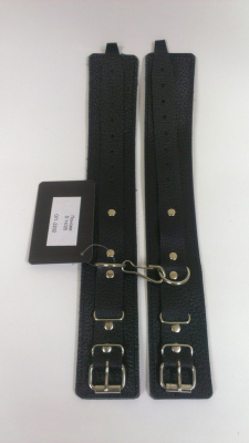 Поножи из тонкой кожи 45мм черные BDSM SCALA (OP-2202)