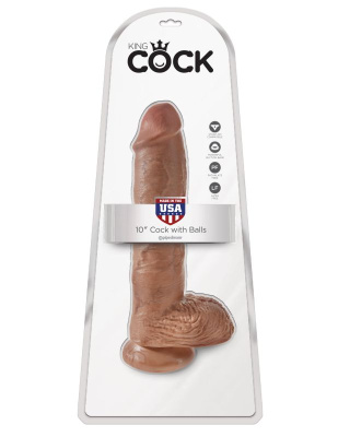 Фаллоимитатор-гигант загорелый King Cock 10 Cock with Balls (5509-22 PD)